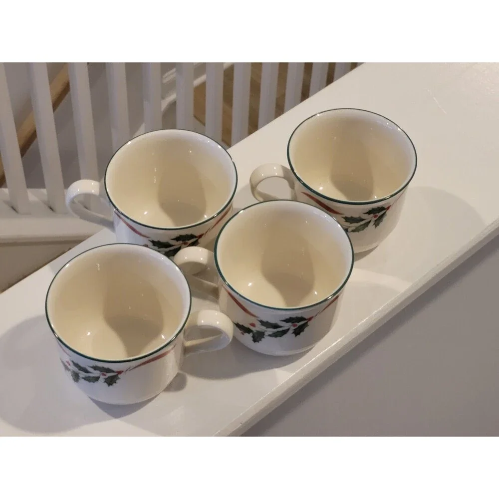 Lenox‎ Country Holly Tea Cups Set of 4 -Made In USA